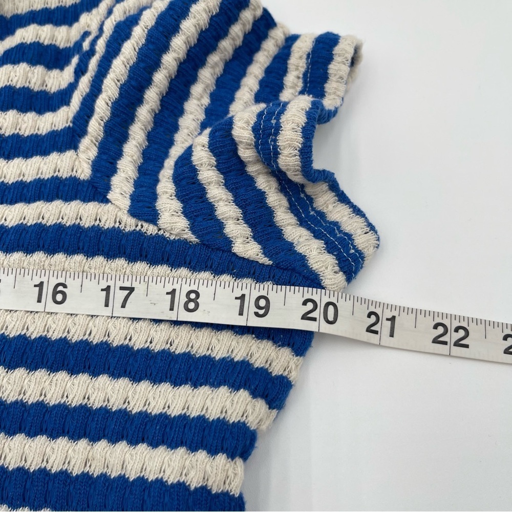 MNG Mango Blue/ Cream Stripe Jersey Sweater Midi Dress Sz US 10 Short Sleeve - Picture 12 of 13